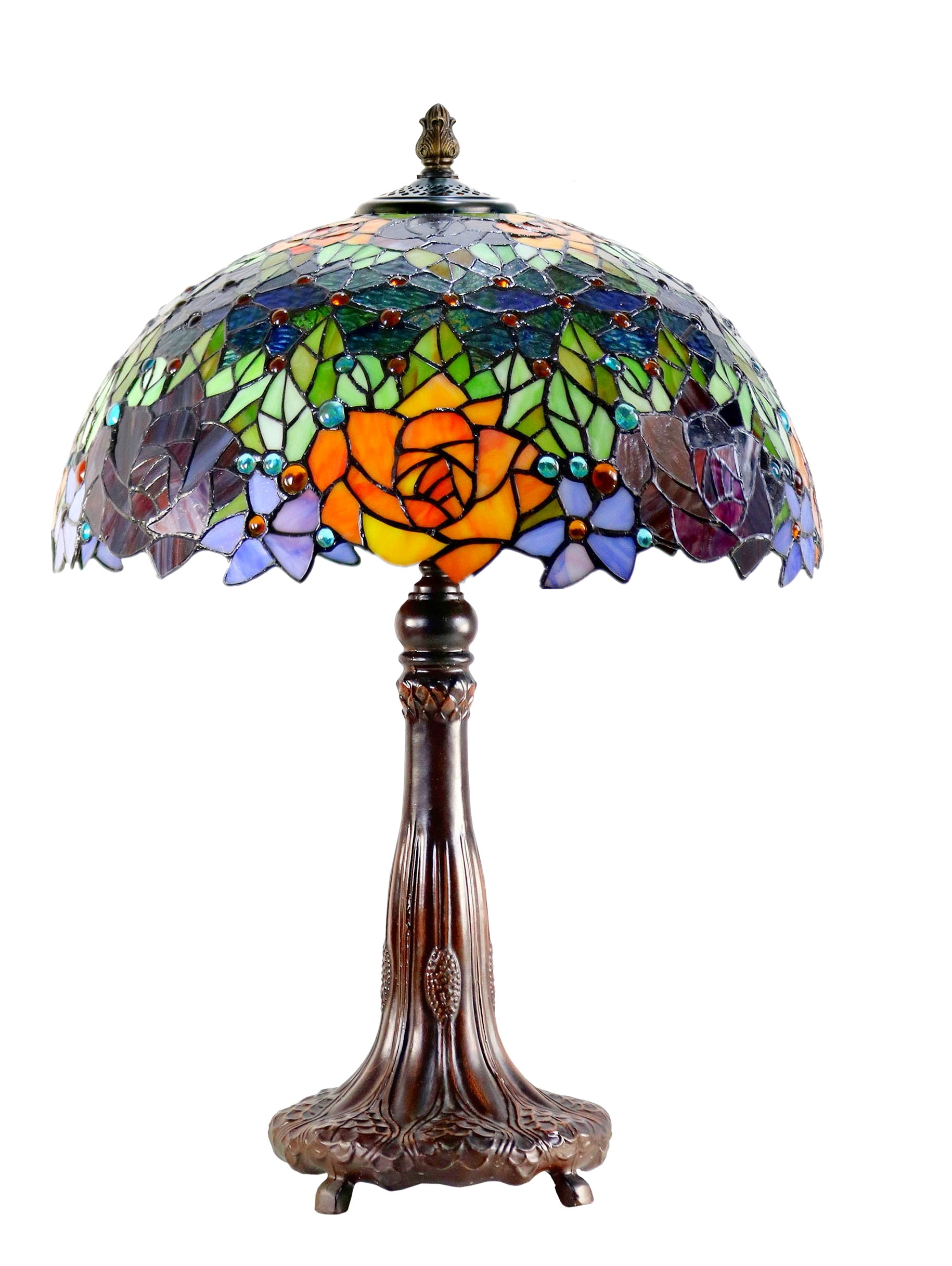 Timeless Collection @Huge 18 inches Red Rose Style Tiffany Table Lamp