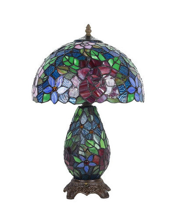 12" Traditional Rose Tiffany Table Lamp with Lighted Base 12" Traditional Rose Tiffany Table Lamp with Lighted Base