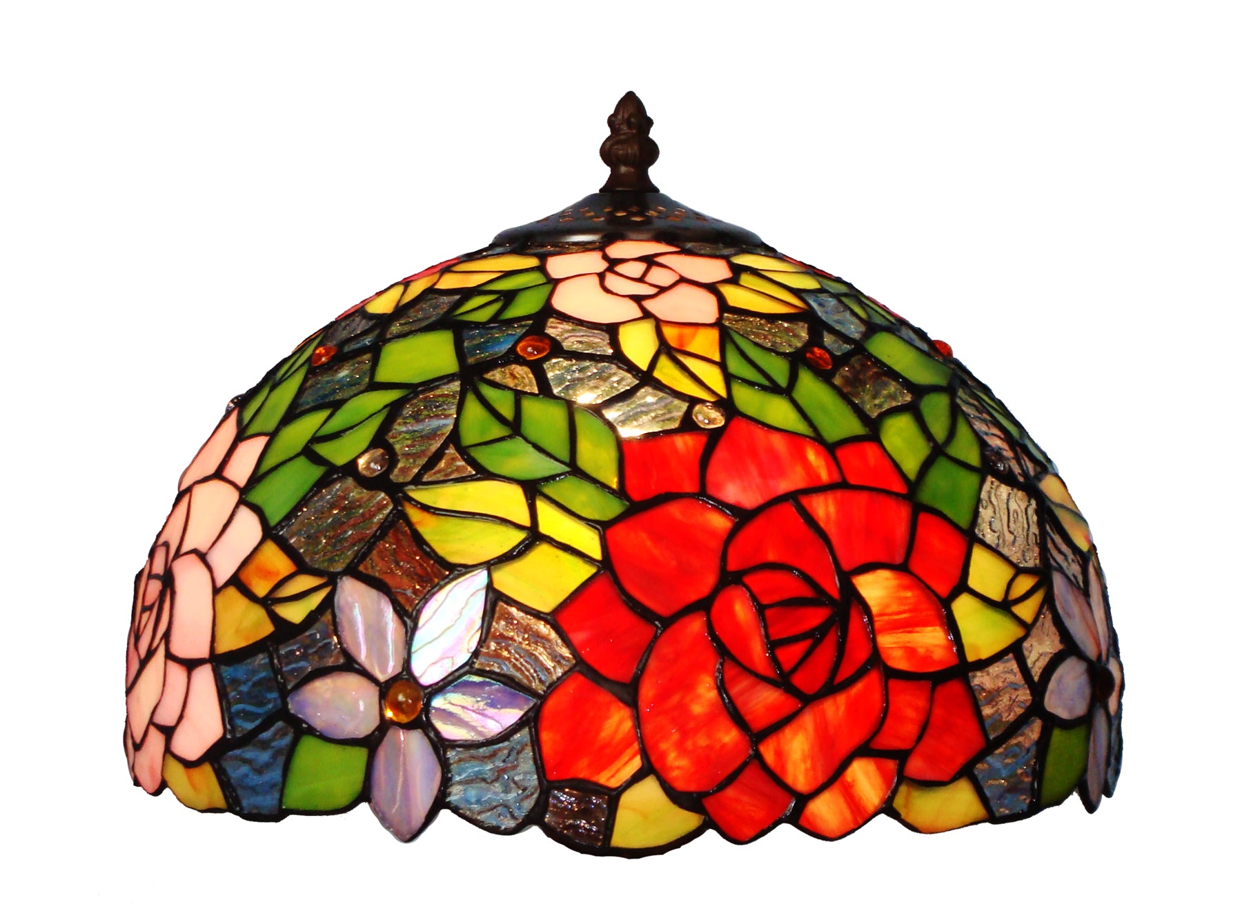 12" Traditional Rose Tiffany Table Lamp with Lighted Base