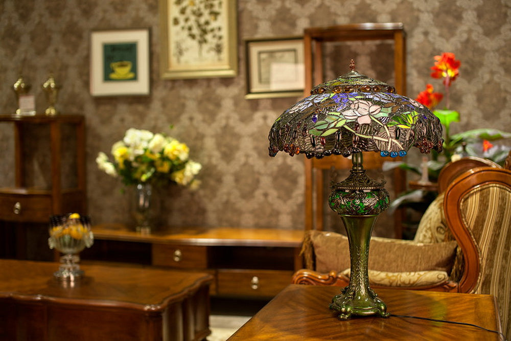 Limited Edition@Huge Tiffany Reproduction Double Lights Traditional Dragonfly Table Lamp Limited Edition@Huge Tiffany Reproduction Double Lights Traditional Dragonfly Table Lamp