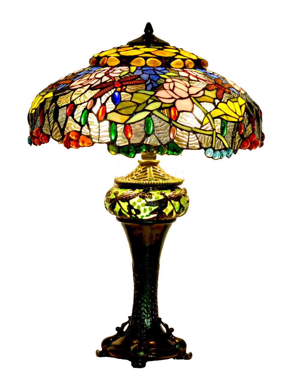 Limited Edition@Huge Tiffany Reproduction Double Lights Traditional Dragonfly Table Lamp Limited Edition@Huge Tiffany Reproduction Double Lights Traditional Dragonfly Table Lamp