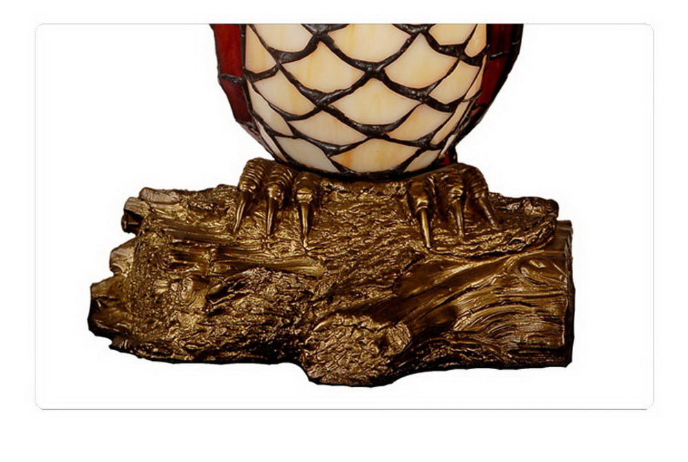 Vivid Red Owl  Tiffany Leadlight Art Deco Stained Glass Accent Lamp Vivid Red Owl  Tiffany Leadlight Art Deco Stained Glass Accent Lamp