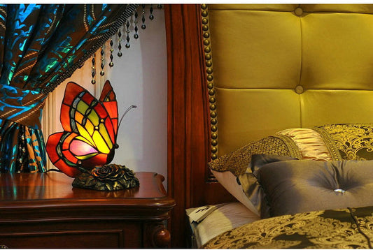 Butterfly  Tiffany Leadlight Stained Glass Art Deco Table Lamp