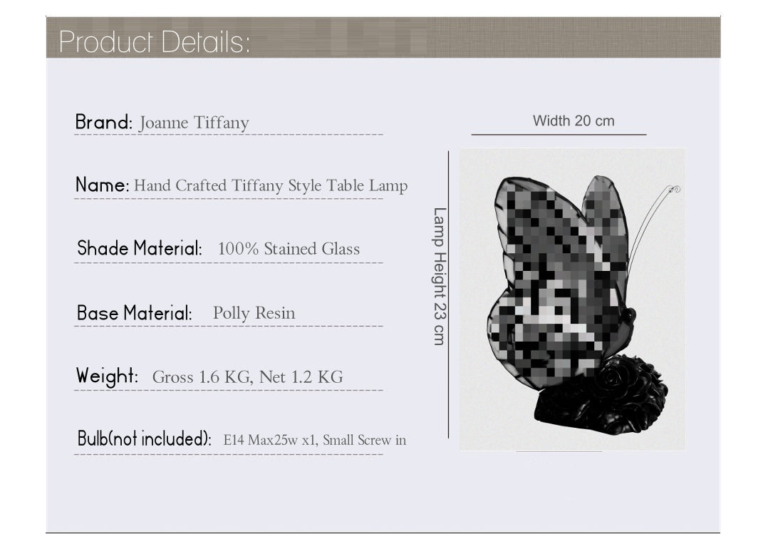 Butterfly  Tiffany Leadlight Stained Glass Art Deco Table Lamp Butterfly  Tiffany Leadlight Stained Glass Art Deco Table Lamp