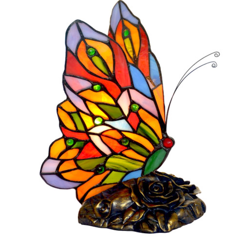 Colorful Butterfly  Tiffany Leadlight Stained Glass Art Deco Table Lamp Colorful Butterfly  Tiffany Leadlight Stained Glass Art Deco Table Lamp