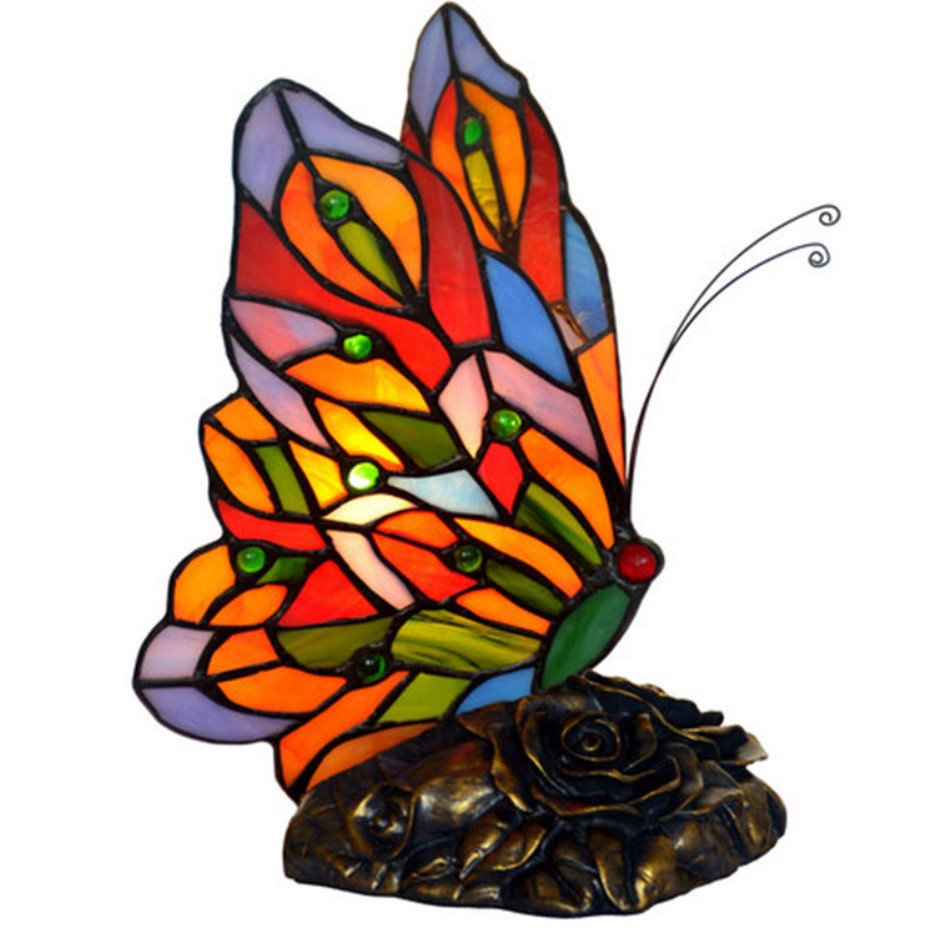 Colorful Butterfly  Tiffany Leadlight Stained Glass Art Deco Table Lamp Colorful Butterfly  Tiffany Leadlight Stained Glass Art Deco Table Lamp
