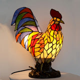 Vivid Colorful Rooster Tiffany Leadlight Art Deco Stained Glass Accent Lamp Vivid Colorful Rooster Tiffany Leadlight Art Deco Stained Glass Accent Lamp