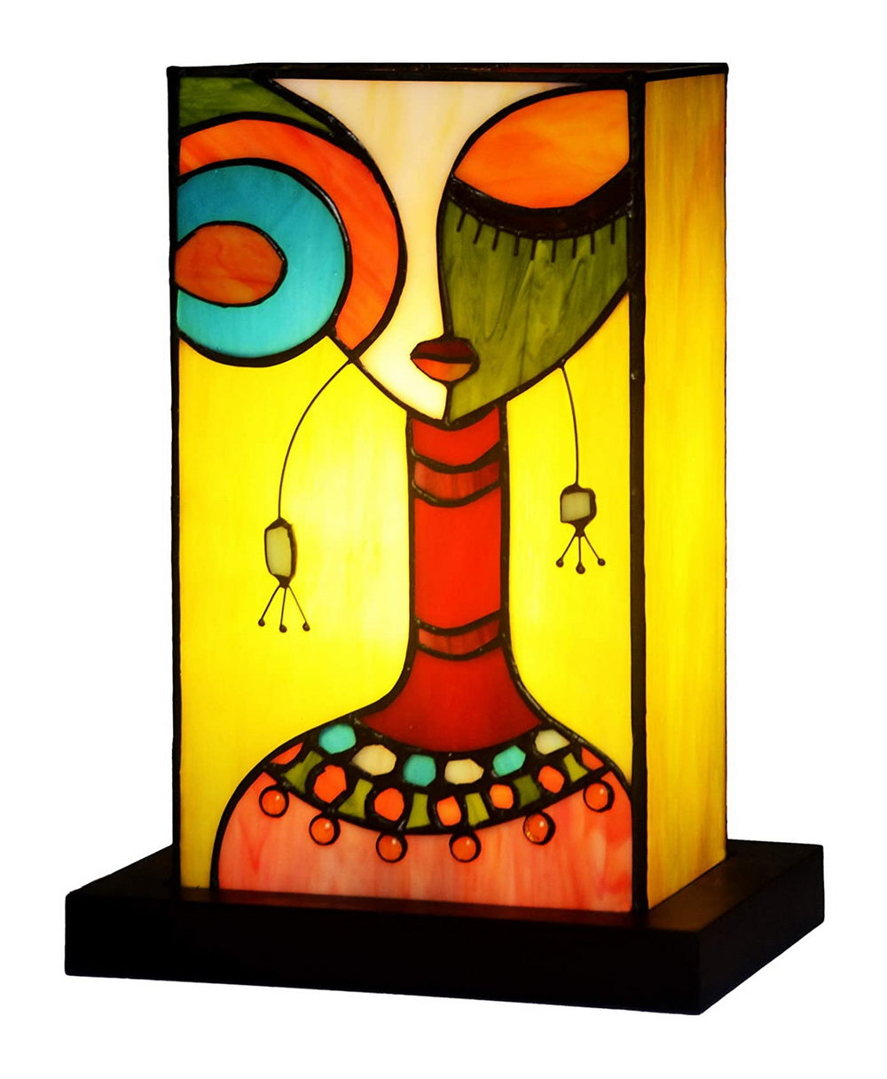 Impression Art Deco Fashion Girl Tiffany Leadlight Art Deco Stained Glass Accent Lamp Impression Art Deco Fashion Girl Tiffany Leadlight Art Deco Stained Glass Accent Lamp