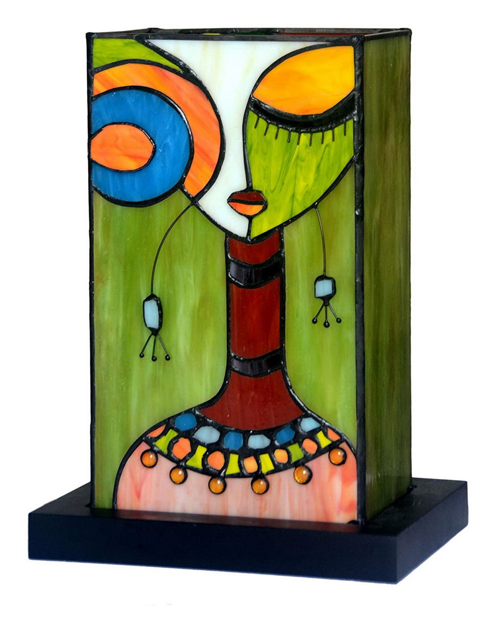 Impression Art Deco Fashion Girl Tiffany Leadlight Art Deco Stained Glass Accent Lamp Impression Art Deco Fashion Girl Tiffany Leadlight Art Deco Stained Glass Accent Lamp