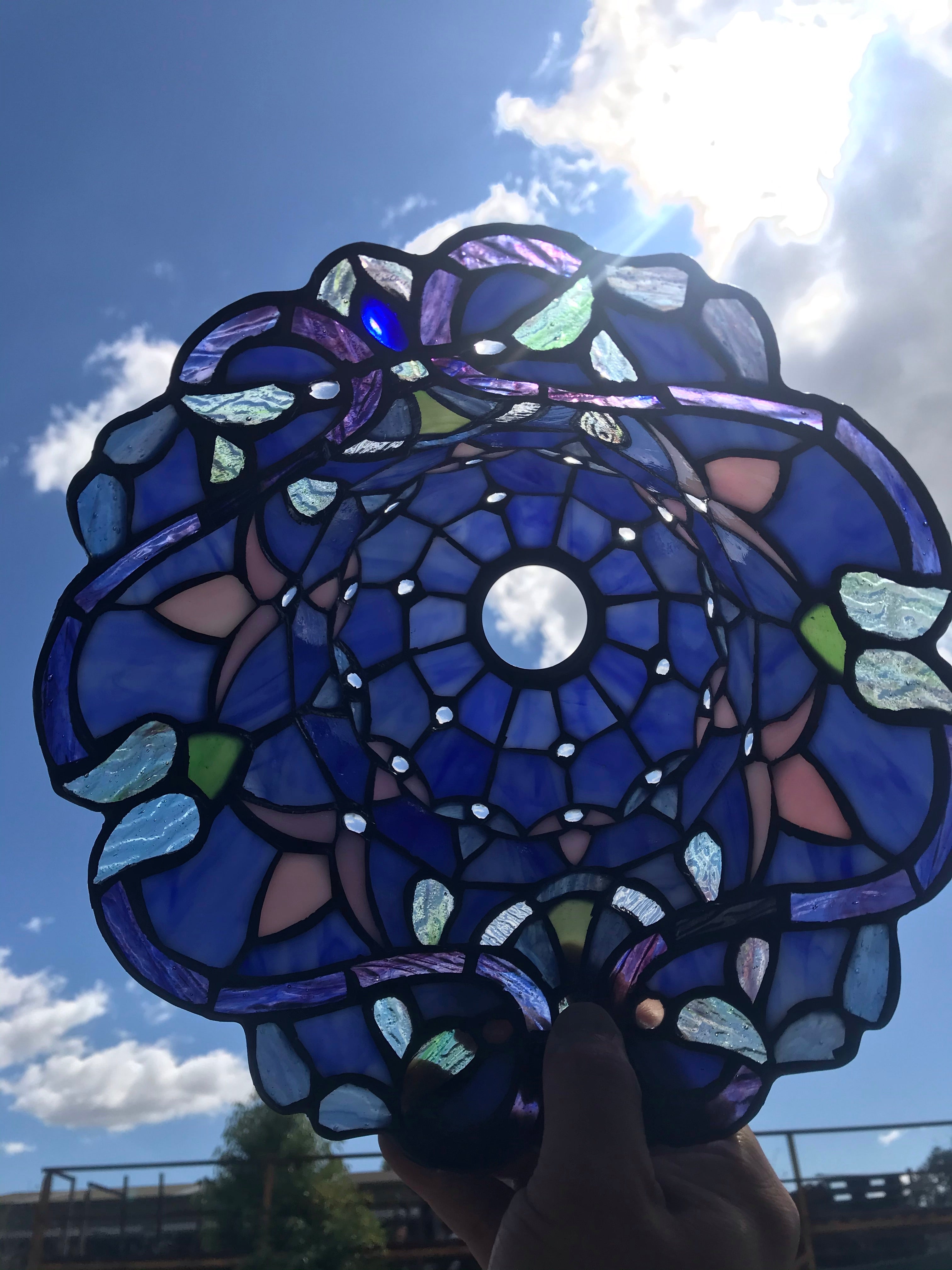 Blue Victorian Leadlight Stained Glass Bridge Arm Tiffany  Floor Lamp Blue Victorian Leadlight Stained Glass Bridge Arm Tiffany  Floor Lamp