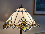 Large Jewel Carousel White  Stained Glass Tiffany Floor Lamp Large Jewel Carousel White  Stained Glass Tiffany Floor Lamp