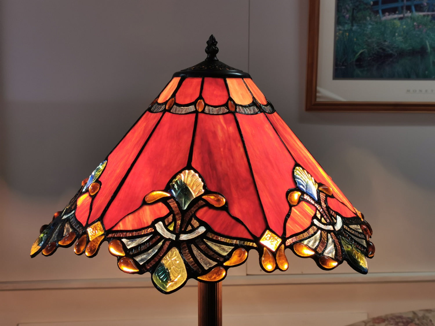 Large Jewel Carousel Red Stained Glass Tiffany Floor Lamp Large Jewel Carousel Red Stained Glass Tiffany Floor Lamp