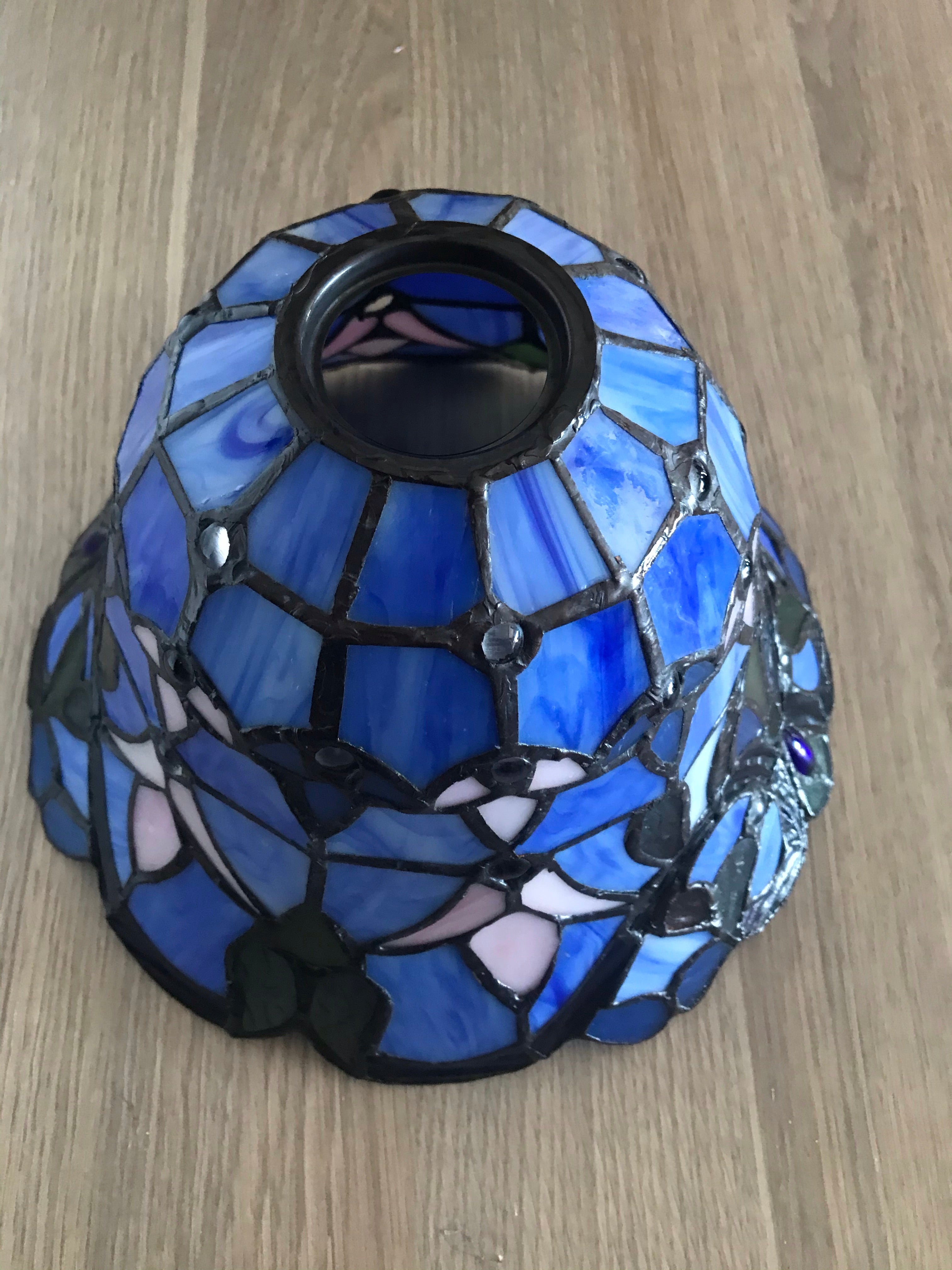 Blue Victorian Leadlight Stained Glass Bridge Arm Tiffany  Floor Lamp Blue Victorian Leadlight Stained Glass Bridge Arm Tiffany  Floor Lamp