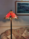 Large Jewel Carousel Red Stained Glass Tiffany Floor Lamp