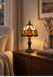 8-Inch Red Tulip Tiffany-Style Small Table Lamp