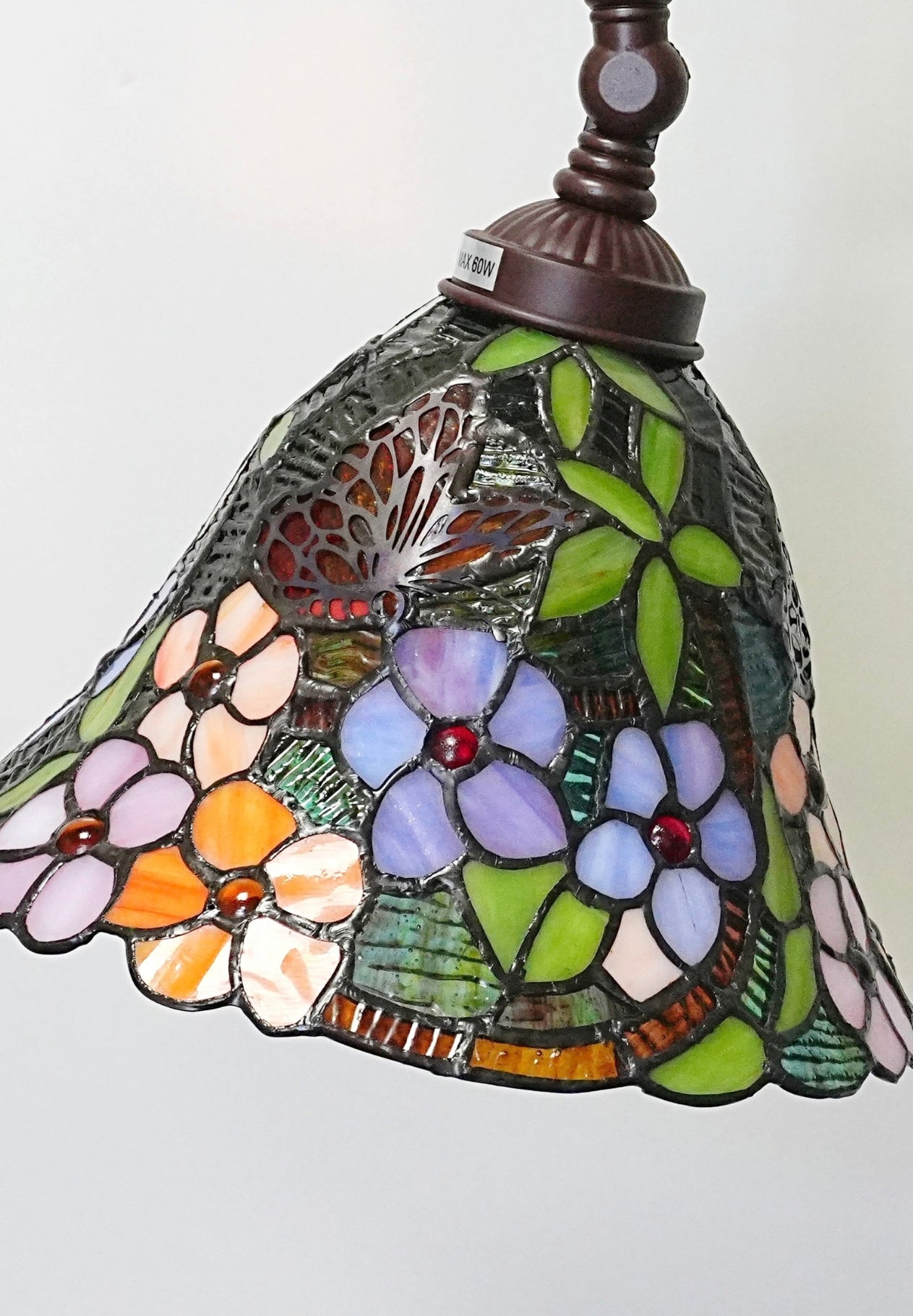 Vivid Buterfly Leadlight Stained Glass Bridge Arm Tiffany  Floor Lamp