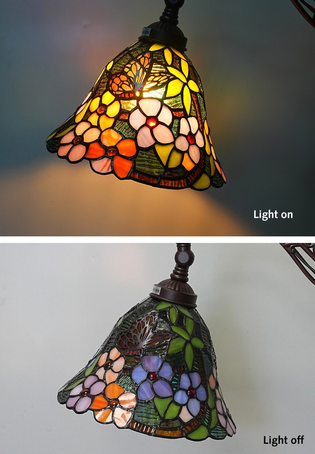 Vivid Buterfly Leadlight Stained Glass Bridge Arm Tiffany  Floor Lamp