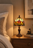 8-Inch Red Tulip Tiffany-Style Small Table Lamp