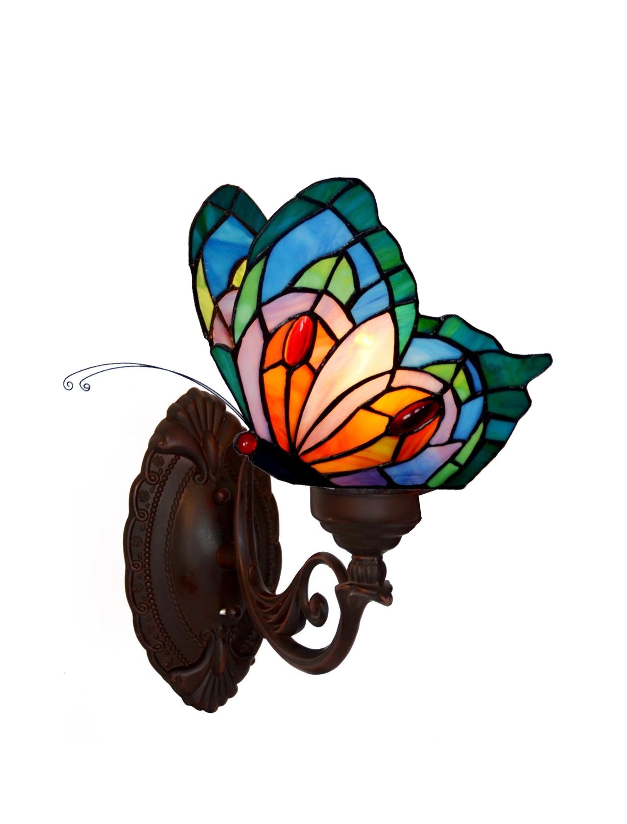 Vivid Butterfly Tiffany Style Stained Glass Decorative Wall Light