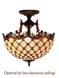 16 “ Large Modern Classic Tiffany Bead Semi Flush Ceiling Light