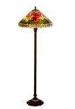 Traditional Reproduction Huge 20" Red Poppy Gold Tiffany Floor Lamp