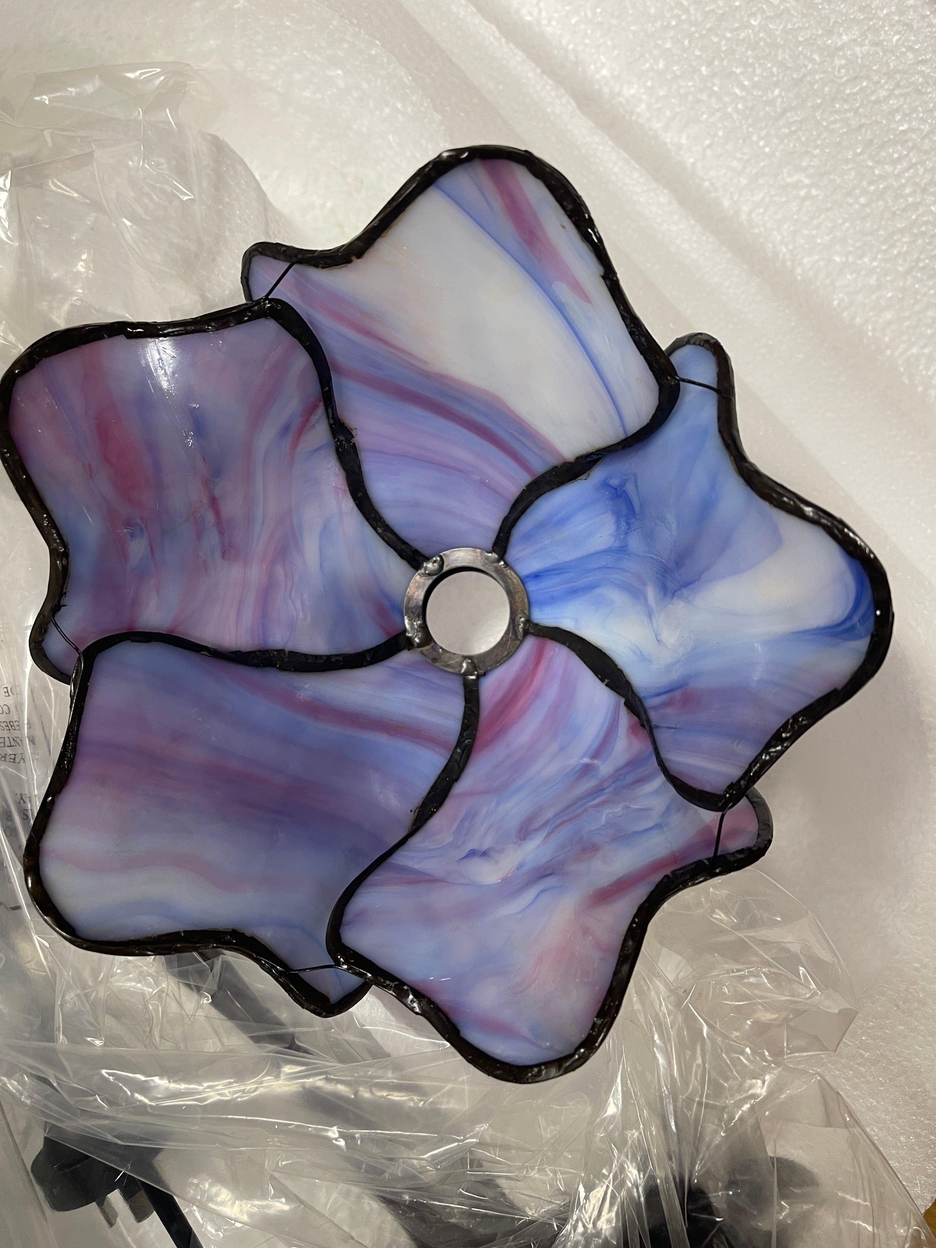 Double Lamp shade Flower  Water Lily Style Tiffany Table Lamp*Blue-Purple