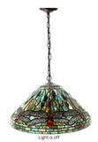 Huge 20" Dragonfly Stained Glass Tiffany Hanging Light