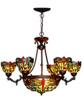 Grand Dragonfly Tiffany Chandelier | Handcrafted Stained Glass Chandelier Pendant light