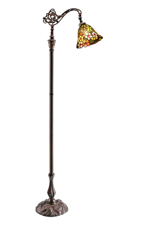 Vivid Buterfly Leadlight Stained Glass Bridge Arm Tiffany  Floor Lamp