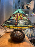 Legend Collection@Reproduction Tiffany Dragonfly lamp with detailed dragonfly mosaic base