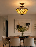 16 “ Large Modern Classic Tiffany Bead Semi Flush Ceiling Light