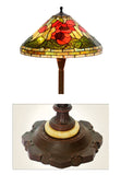 Traditional Reproduction Huge 20" Red Poppy Gold Tiffany Floor Lamp