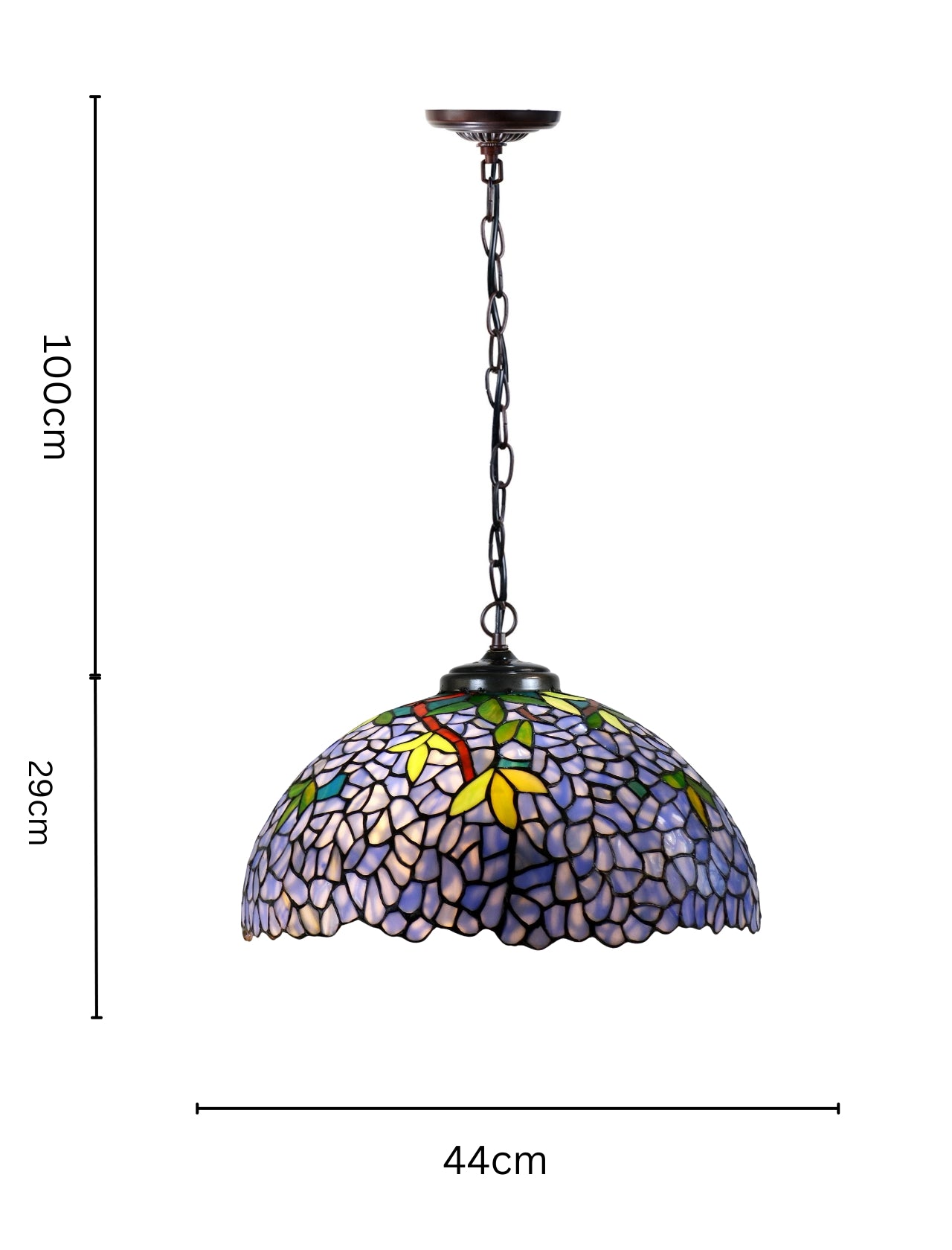 Timeless Collection@Large 17" Blue Wisteria Style Tiffany Pendant Light