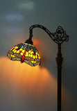 Classic Blue Dragonfly Leadlight Stained Glass Bridge Arm Tiffany  Floor Lamp