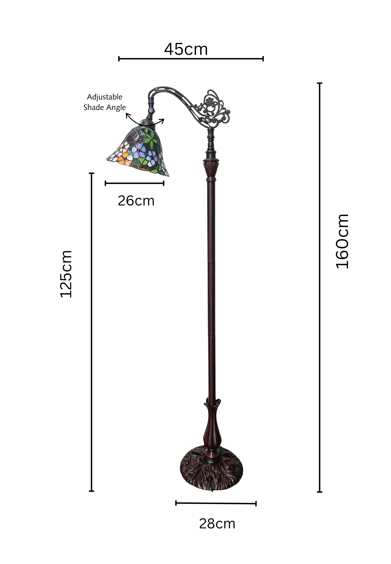 Vivid Buterfly Leadlight Stained Glass Bridge Arm Tiffany  Floor Lamp