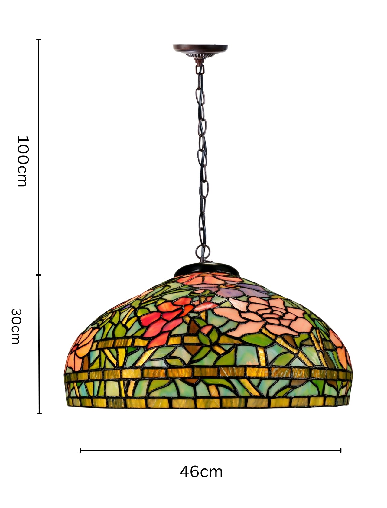 Timeless Collectio@ Large 18 inches Peony Style Tiffany Pendant Light