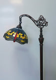 Classic Blue Dragonfly Leadlight Stained Glass Bridge Arm Tiffany  Floor Lamp