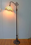 Beige Beaded Leadlight Stained Glass Bridge Arm Tiffany  Floor Lamp