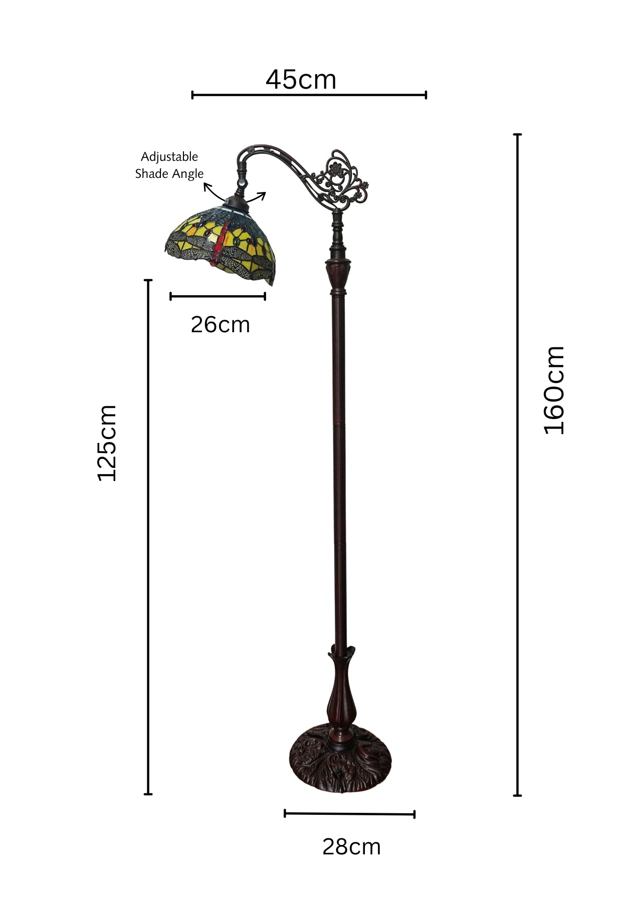 Classic Blue Dragonfly Leadlight Stained Glass Bridge Arm Tiffany  Floor Lamp