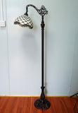 Beige Beaded Leadlight Stained Glass Bridge Arm Tiffany  Floor Lamp