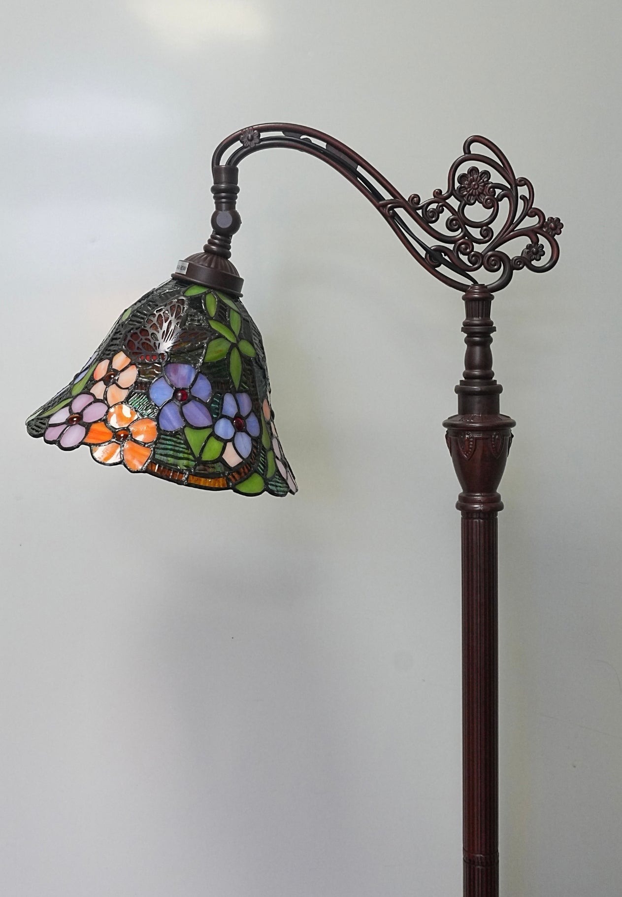 Vivid Buterfly Leadlight Stained Glass Bridge Arm Tiffany  Floor Lamp