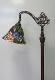 Vivid Buterfly Leadlight Stained Glass Bridge Arm Tiffany  Floor Lamp