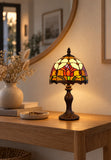 8-Inch Red Tulip Tiffany-Style Small Table Lamp