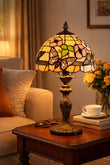 8" Butterfly Flower Tiffany Mini Table Lamp