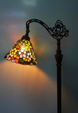 Vivid Buterfly Leadlight Stained Glass Bridge Arm Tiffany  Floor Lamp