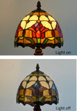 8-Inch Red Tulip Tiffany-Style Small Table Lamp