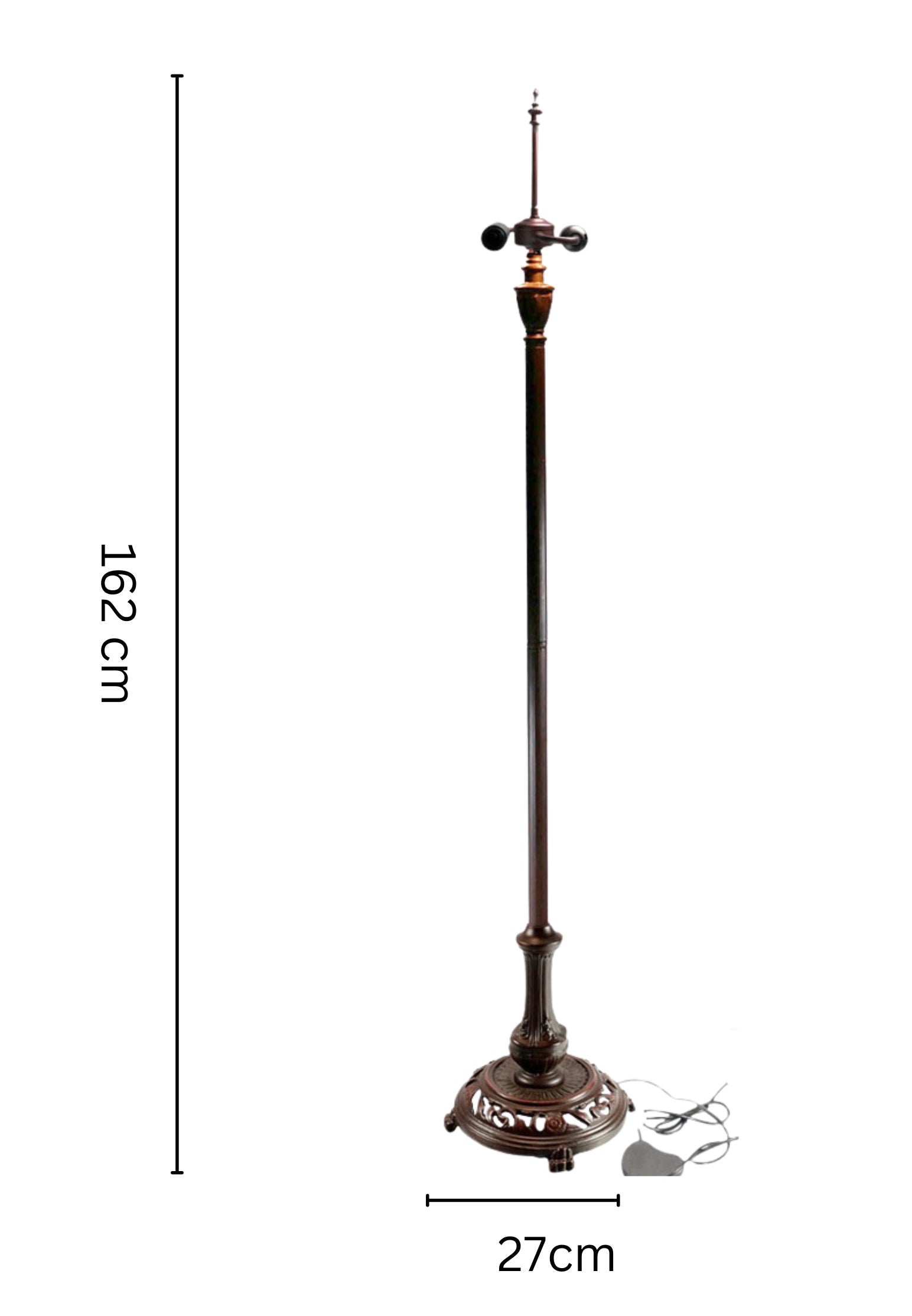 Antique Bronze Scrollwork Dual-Light Tiffany Floor Lamp Base for 16-20 inches lamp shade