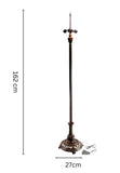 Antique Bronze Scrollwork Dual-Light Tiffany Floor Lamp Base for 16-20 inches lamp shade