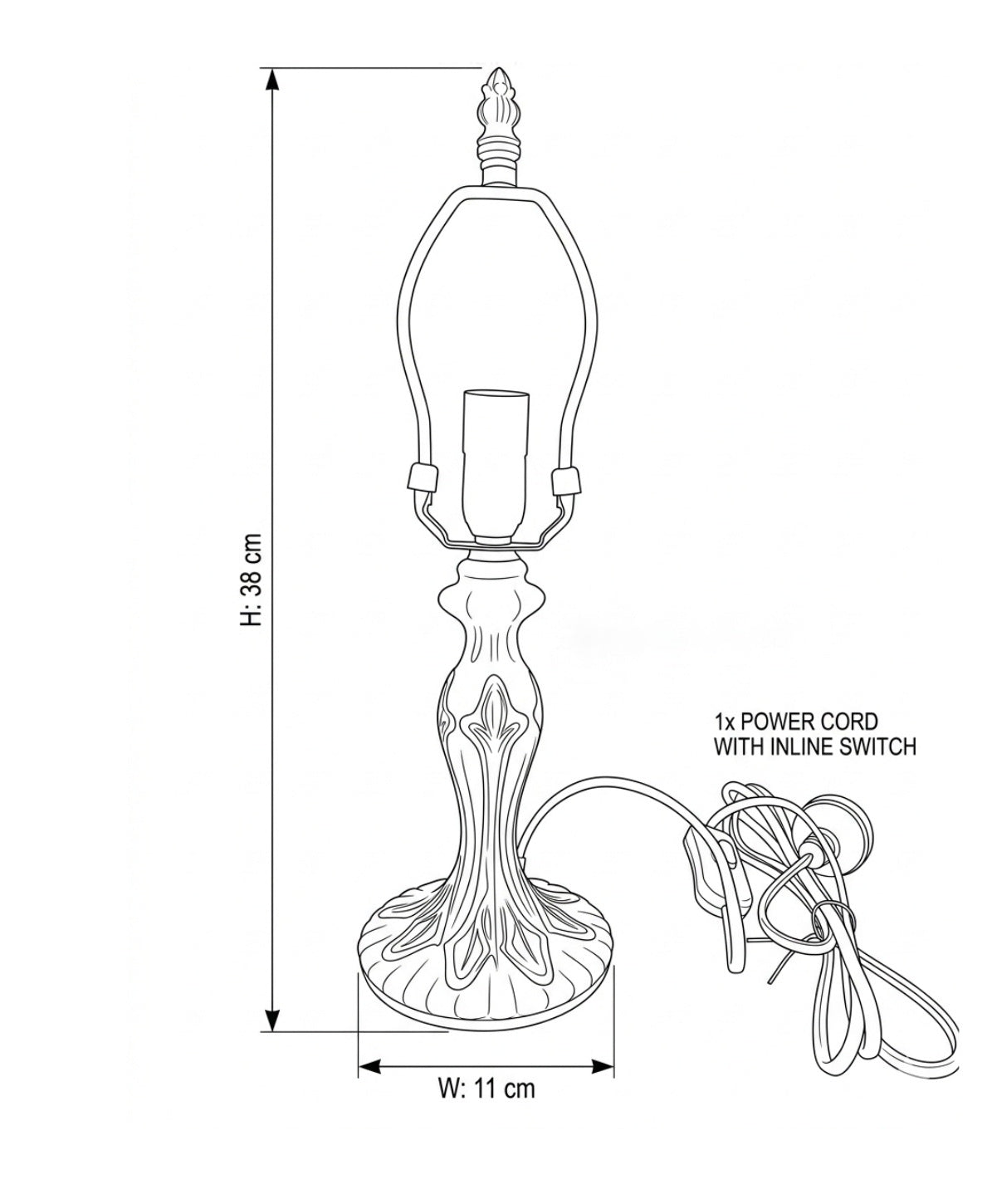 Vintage 1 Lights  Metal Vintage Lamp Base  for 8" Wide Tiffany Mini Table Lamp