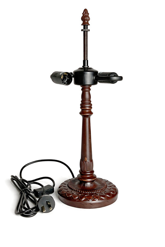 Art Nouveau Lotus Pedestal Metal Alloy Lamp Base – Antique Bronze Finish for 10" Tiffany Shades
